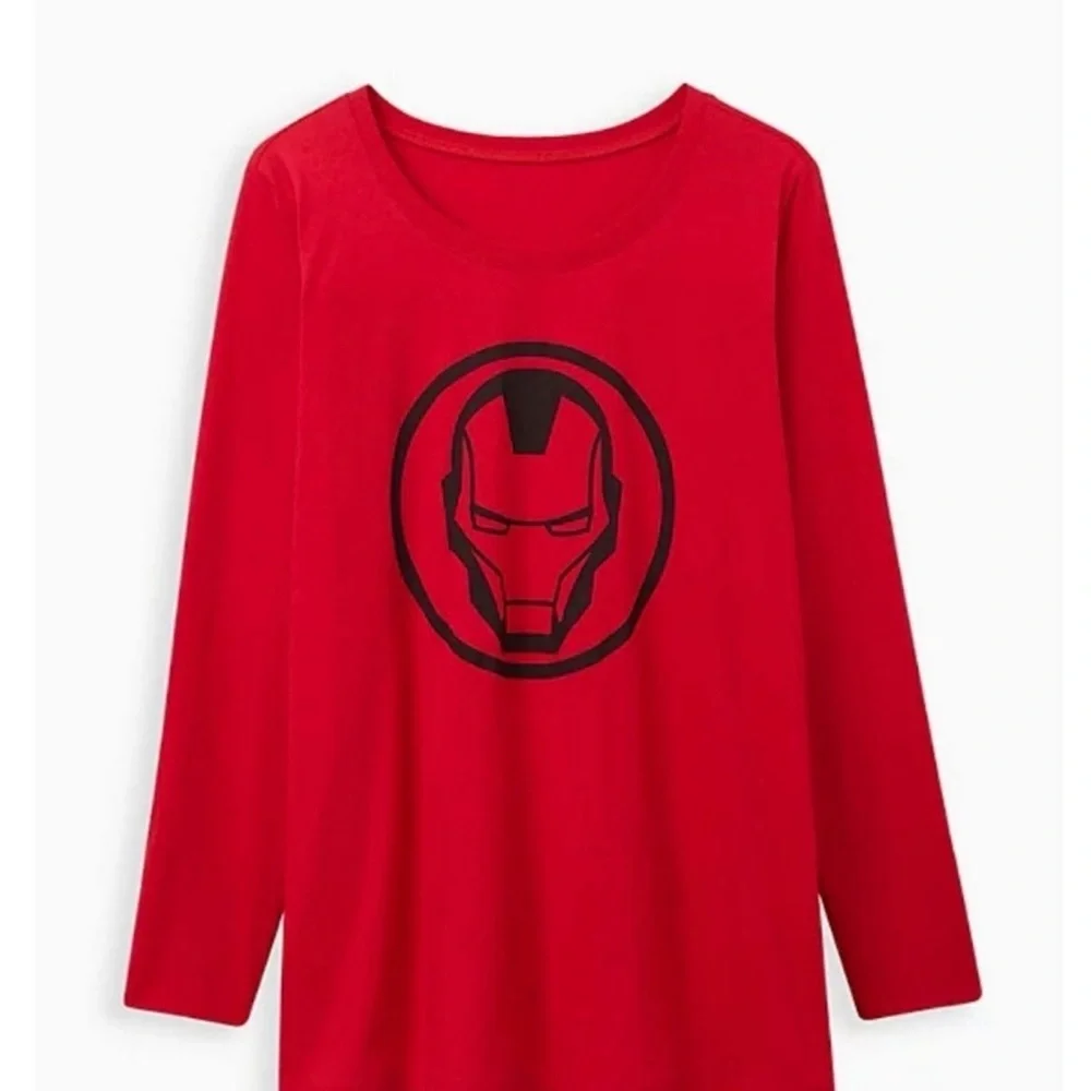 Torrid Marvel Iron Man Graphic Long Sleeve Tee Red Plus Size 1X Avengers Shirt - Picture 2 of 9